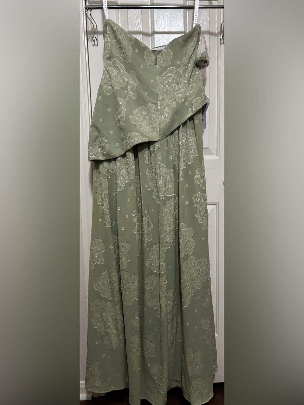 NWT Azazie Strapless Sage Green Lace Overlay Evening Dress - Picture 7 of 9